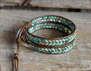 Leather Bracelet Wrap - Superduo Wraps - The Bead Farm