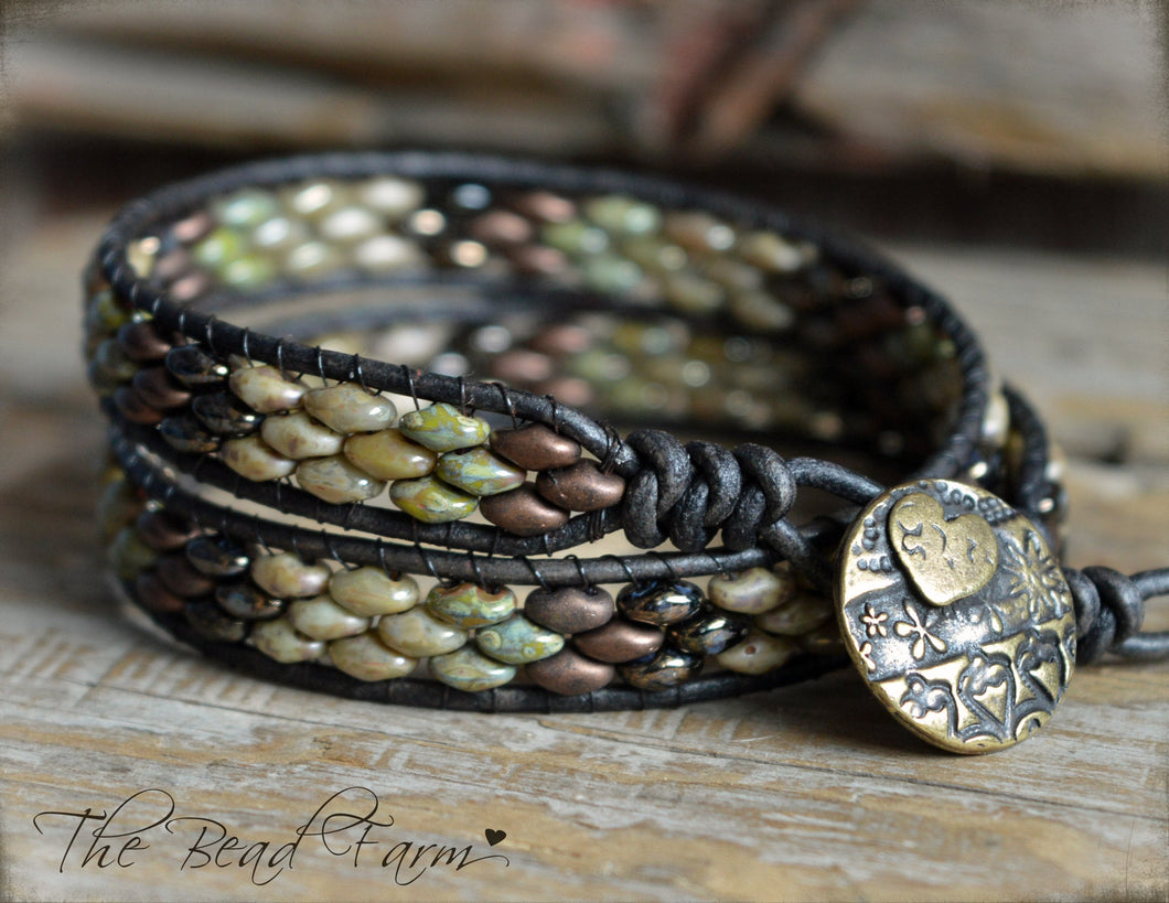 Leather Wrap Bracelet- Superduo Wraps - The Bead Farm