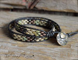 Leather Wrap Bracelet- Superduo Wraps - The Bead Farm