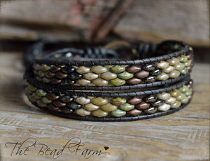 Leather Wrap Bracelet- Superduo Wraps - The Bead Farm