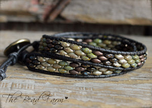 Leather Wrap Bracelet- Superduo Wraps - The Bead Farm