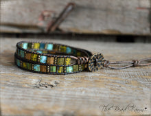 Load image into Gallery viewer, Beaded Leather Wrap Bracelets - Tile Wraps - The Bead Farm
