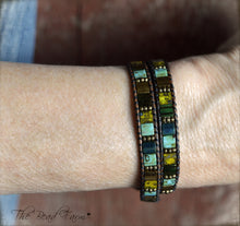 Load image into Gallery viewer, Beaded Leather Wrap Bracelets - Tile Wraps - The Bead Farm
