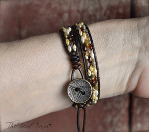 Beaded Leather Wrap Bracelet - Superduo Wraps - The Bead Farm