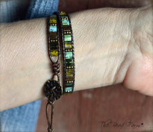 Load image into Gallery viewer, Beaded Leather Wrap Bracelets - Tile Wraps - The Bead Farm
