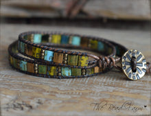 Load image into Gallery viewer, Beaded Leather Wrap Bracelets - Tile Wraps - The Bead Farm
