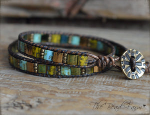 Beaded Leather Wrap Bracelets - Tile Wraps - The Bead Farm