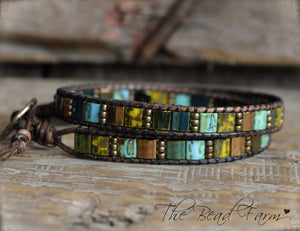 Beaded Leather Wrap Bracelets - Tile Wraps - The Bead Farm