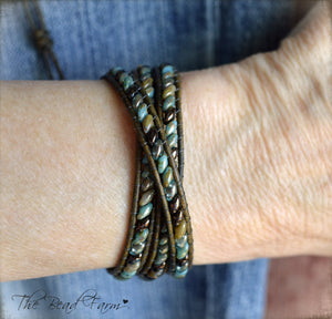 Women’s Leather Wrap Bracelet – Superduo Wraps – The Bead Farm