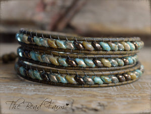 Women’s Leather Wrap Bracelet – Superduo Wraps – The Bead Farm