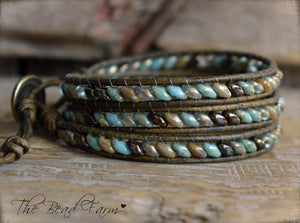 Women’s Leather Wrap Bracelet – Superduo Wraps – The Bead Farm