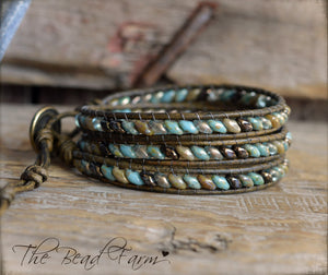 Women’s Leather Wrap Bracelet – Superduo Wraps – The Bead Farm