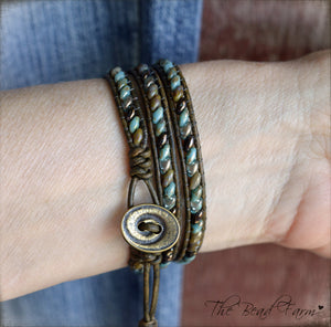 Women’s Leather Wrap Bracelet – Superduo Wraps – The Bead Farm