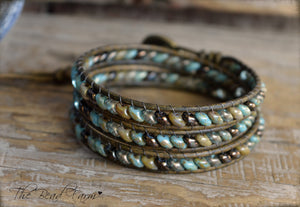 Women’s Leather Wrap Bracelet – Superduo Wraps – The Bead Farm