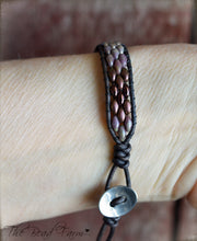 Load image into Gallery viewer, Beaded Leather Cuff Bracelet - Superduo Wraps - The Bead Farm
