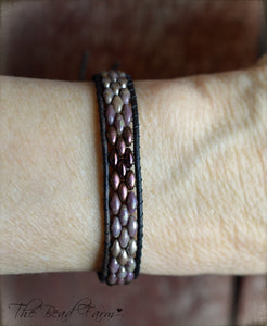 Beaded Leather Cuff Bracelet - Superduo Wraps - The Bead Farm