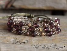 Load image into Gallery viewer, Boho Wrap Crocheted Bead Bracelet in purple
