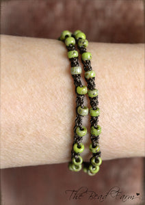 Double Wrap Bead Bracelet- crocheted bead jewelry