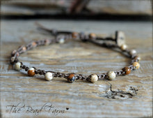Load image into Gallery viewer, Hand Crocheted Dainty Anklet with Gemstones - The Bead Farm
