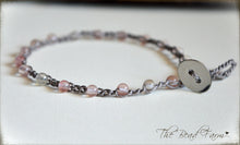 Load image into Gallery viewer, Hand Crocheted Boho Style anklet with pink beads - The Bead Farm
