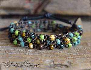 Crocheted Picasso Seed Bead Wrap Bracelet