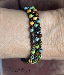 Crocheted Picasso Seed Bead Wrap Bracelet