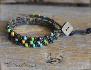 Crocheted Picasso Seed Bead Wrap Bracelet