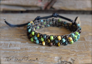 Crocheted Picasso Seed Bead Wrap Bracelet