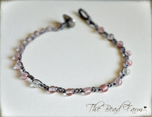 Load image into Gallery viewer, Hand Crocheted Boho Style anklet with pink beads - The Bead Farm
