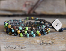 Load image into Gallery viewer, Crocheted Picasso Seed Bead Wrap Bracelet
