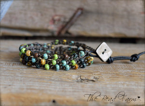 Crocheted Picasso Seed Bead Wrap Bracelet