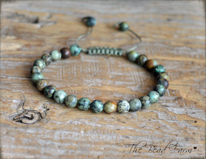 African Turquoise Bracelet- Adjustable Yoga Bracelet- The Bead Farm