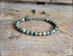 African Turquoise Bracelet- Adjustable Yoga Bracelet- The Bead Farm