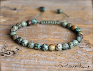 African Turquoise Bracelet- Adjustable Yoga Bracelet- The Bead Farm