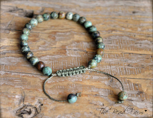 African Turquoise Bracelet- Adjustable Yoga Bracelet- The Bead Farm