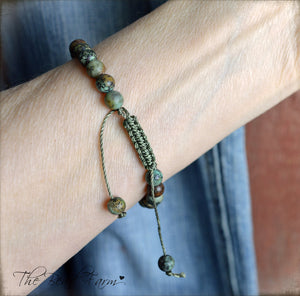 African Turquoise Bracelet- Adjustable Yoga Bracelet- The Bead Farm