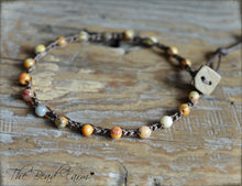 Load image into Gallery viewer, Hand Crocheted Dainty Anklet with Gemstones - The Bead Farm
