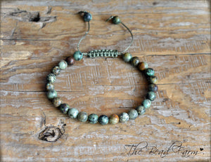 African Turquoise Bracelet- Adjustable Yoga Bracelet- The Bead Farm