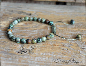 African Turquoise Bracelet- Adjustable Yoga Bracelet- The Bead Farm