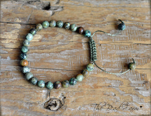 African Turquoise Bracelet- Adjustable Yoga Bracelet- The Bead Farm