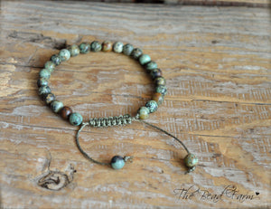 African Turquoise Bracelet- Adjustable Yoga Bracelet- The Bead Farm