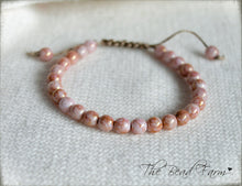 Load image into Gallery viewer, Handmade Adjustable Yoga Bracelet with Pink Czech Beads - The Bead Farm
